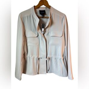 NWT The Limited Safari Drawstring Jacket Mandarin  Collar Neutral Closet Staple